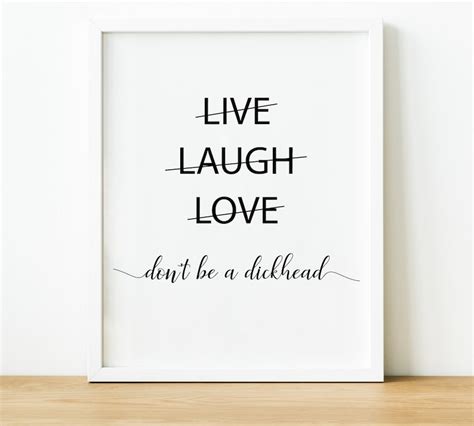 Funny Live Laugh Love Quote Prints Minimalistic Above Bed | Etsy