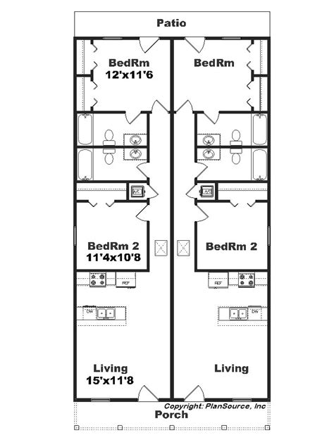 Narrow lot duplex J1690-15d in 2020 | Duplex plans, Duplex house plans ...