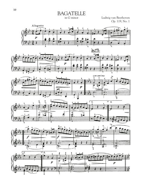 Bagatelle In G Minor, Op. 119, No. 1 Sheet Music | Ludwig van Beethoven ...