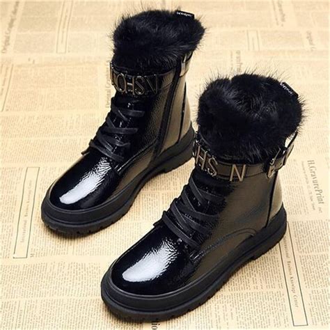 Waterproof Leather Boots - Black 1 / 39 | Leather snow boots, Snow ...