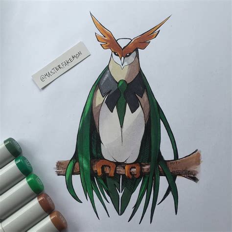 Rowlet final evolution concept by @masterfakemon | Pokemon, Concept art characters, Pokemon art