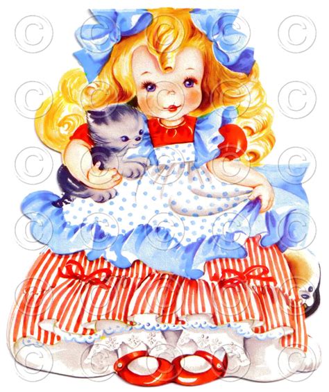 Little Girl with the Curl Nursery Rhyme Doll Card Vintage Digital Image ...