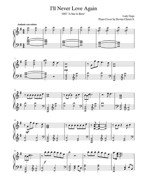 I'll Never Love Again Sheet music for Piano (Solo) | Musescore.com