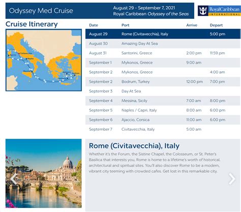 Odyssey Med Cruise – Royal Caribbean Odyssey of the Seas – ITINERARY – Islanders Travel Inc.