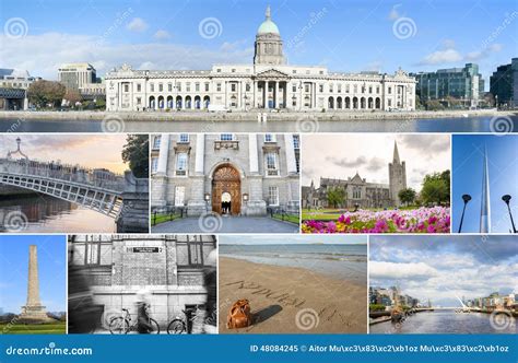 Dublin landmarks set editorial image. Image of eire, architecture - 48084245