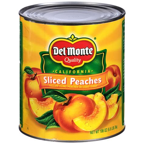 Del Monte Lite Yellow Cling Sliced Peaches, Canned Fruit, 106 oz Can - Walmart.com