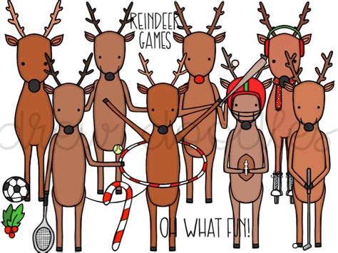 Reindeer Games Digital Clip Art Set Instant Download - Etsy