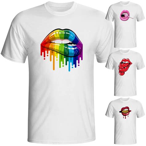 Sexy Naughty T Shirt Funny Geek Colorful Lip Design Creative T shirt ...