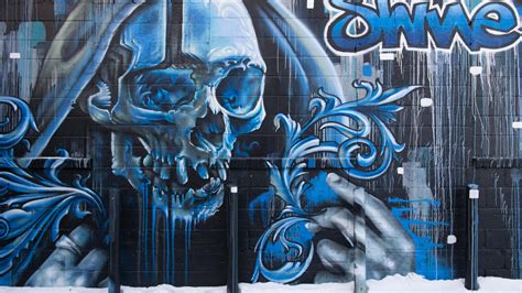 wallpaper skull, graffiti, street art, wall HD : Widescreen : High ...