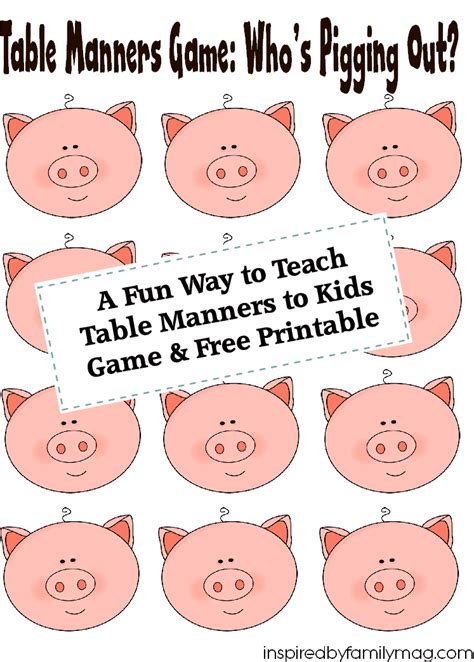 FREE Printable Table Manners Game