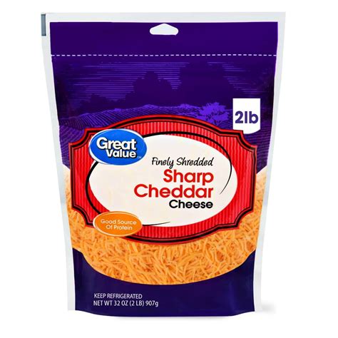 Great Value Finely Shredded Sharp Cheddar Cheese, 32 Oz. - Walmart.com - Walmart.com