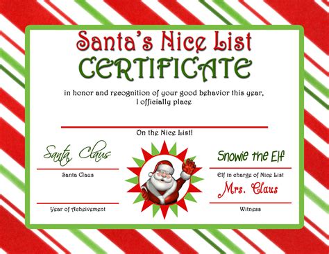 Printable Good List Certificate From Santa - Free Printable Templates