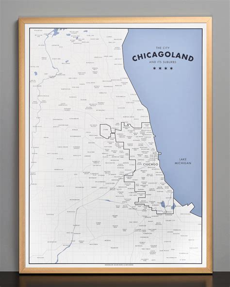 Chicagoland - a Map of Chicago and its Suburbs 18" x 24" Poster