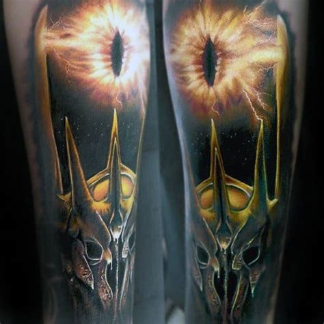 30 Eye Of Sauron Tattoo Designs For Men - Lord Of The Rings Ideas