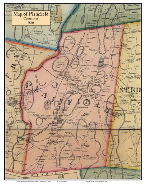 Plainfield, Connecticut 1856 Windham Co. - Old Map Custom Print - OLD MAPS