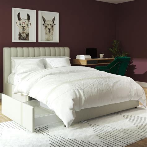 Novogratz Brittany Upholstered Bed with Storage Drawers, Full, Gray ...