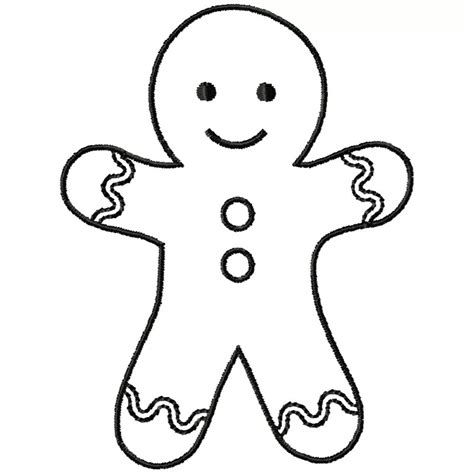 Gingerbread Man Machine Embroidery Outline Design