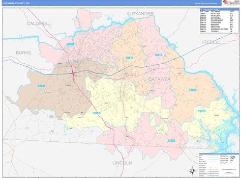 Catawba County, NC Wall Map Color Cast Style by MarketMAPS - MapSales