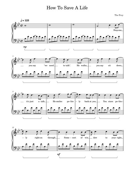 How To Save A Life - The Fray - Piano sheet music for Piano download ...