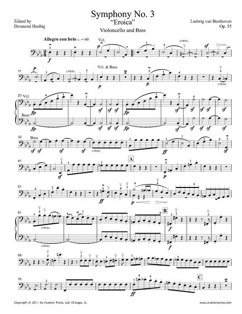 Beethoven Eroica Symphony No. 3 Cello Part by Desmond Hoebig