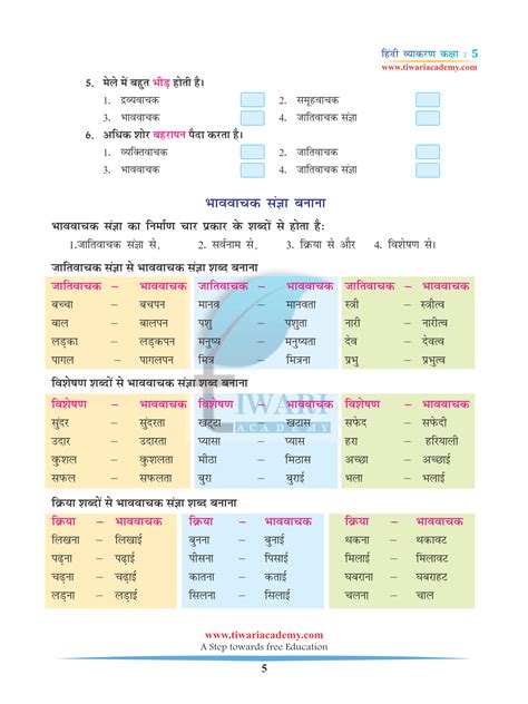 CBSE Class 5 Hindi Grammar Chapter 3 Sangya aur Sangya ke bhed PDF.