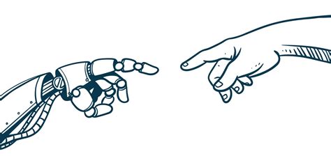 Robotic hand touch with human hand. Artificial intelligence technology concept 20120649 Vector ...