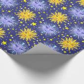 celestial sun moon stars gift wrap wrapping paper | Zazzle