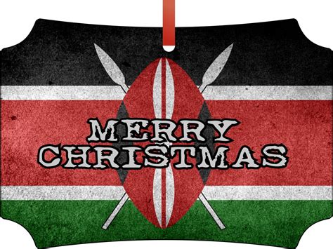 Flag Kenya - Kenyan Grunge Flag Merry Christmas Double Sided Elegant Aluminum Glossy Christmas ...