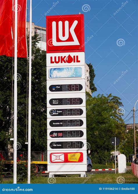 Lukoil gas station prices. editorial stock image. Image of building ...