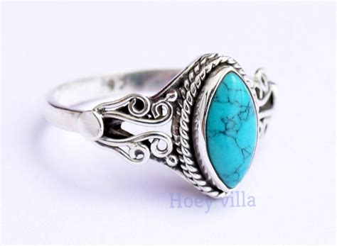 Turquoise Stone Ring Turquoise Silver Ring Turquoise Ring - Etsy