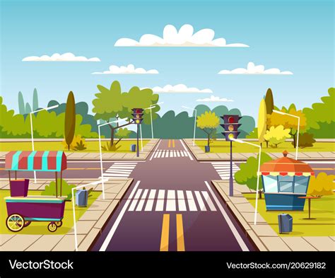 City street cartoon of traffic Royalty Free Vector Image