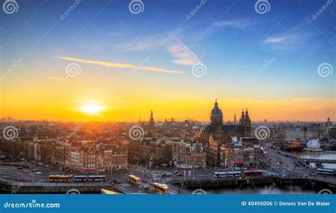 Amsterdam sunset skyline stock photo. Image of city, historic - 40495006