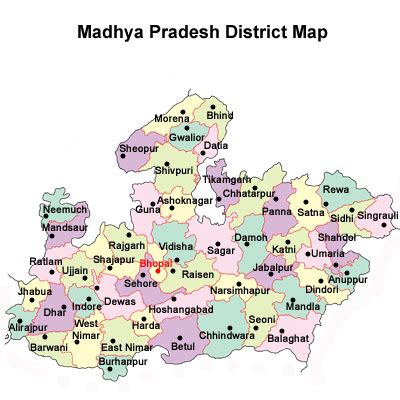 List of Districts of Madhya Pradesh | Madhya pradesh, India world map, Districts