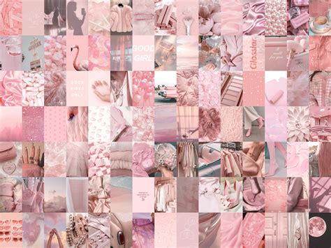 100 Pastel Pink Wall Collage Kit, Soft Pink Aesthetic, Cotton Candy, DIGITAL Prints, Aesthetic ...