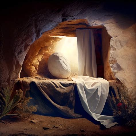 Premium AI Image | Resurrection of Jesus Christ empty grave tomb with shroud bible story of ...