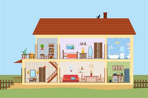 Big House Inside With Icons Set ~ Illustrations ~ Creative Market