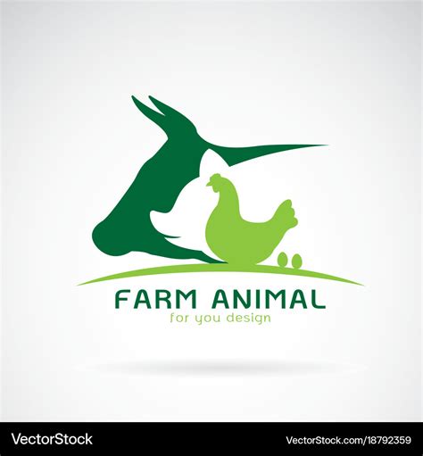 Group animal farm label cowpigchickenegg Vector Image