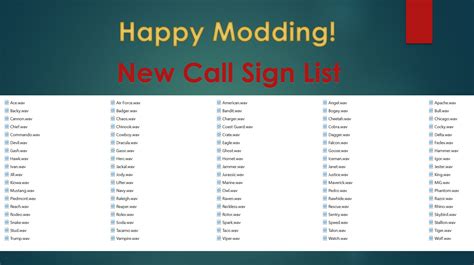 Tactical Call Sign Mod Version 1.1 and Guide