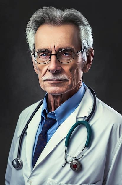 Premium AI Image | Generative AI illustration of caucasian old doctor portrait with gown