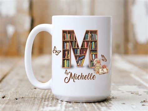 Personalized Book Mug Custom Bookshelf Alphabet Letters Mug - Etsy