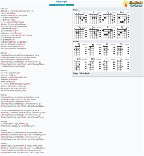 Chord: Estoy Aqui - Shakira - tab, song lyric, sheet, guitar, ukulele | chords.vip