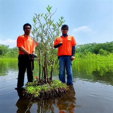 mangrove planting industrial robot | Stable Diffusion