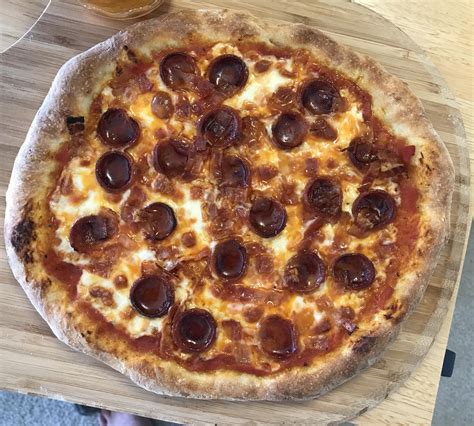 Made a Pizza. Pepperoni and Bacon : r/Pizza