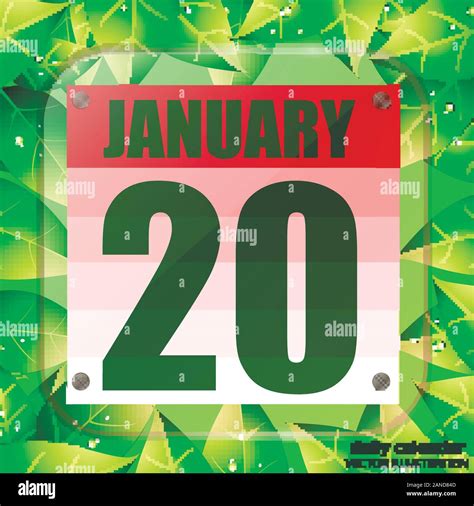 January 20 icon. For planning important day with green leaves. Banner ...