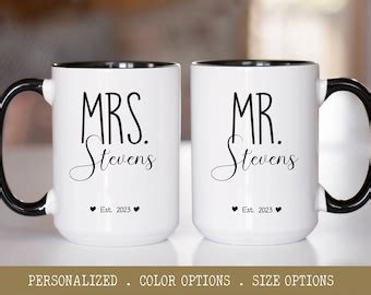 Personalized Mr & Mrs Coffee Mugs, Custom Wedding Gift, Personalized Wedding Mugs,husband and ...