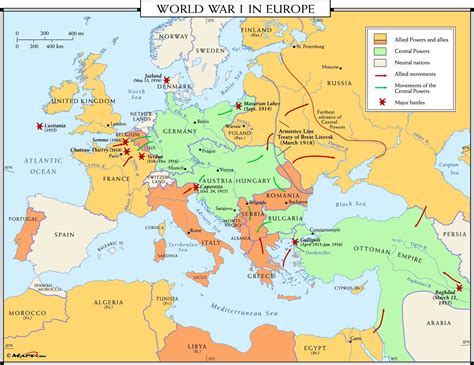 World War I in Europe Map | Maps.com.com