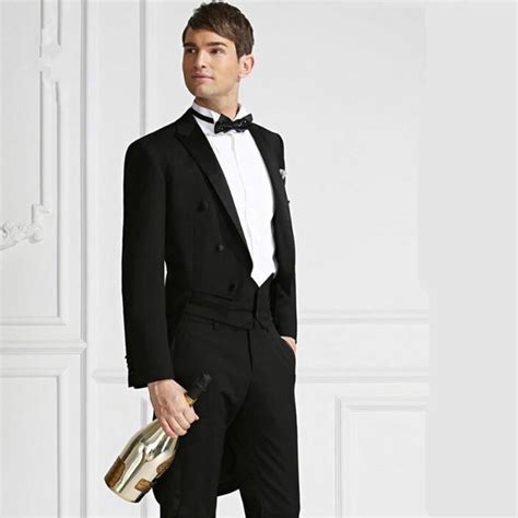 Men's Black men suits tailcoat latest coat and pants design wedding suits tuxedos custom made ...