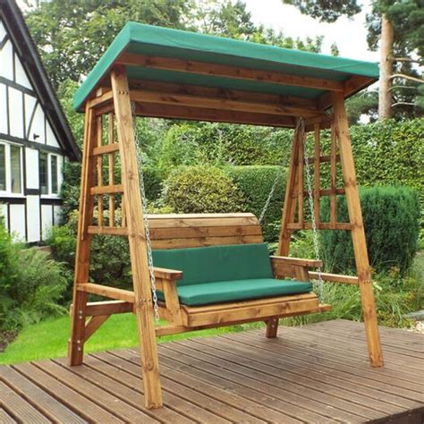 Dorset Two Seat Wooden Garden Swing - Green