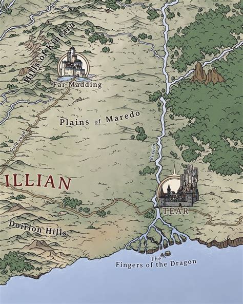 an illustrated map of the region of villain