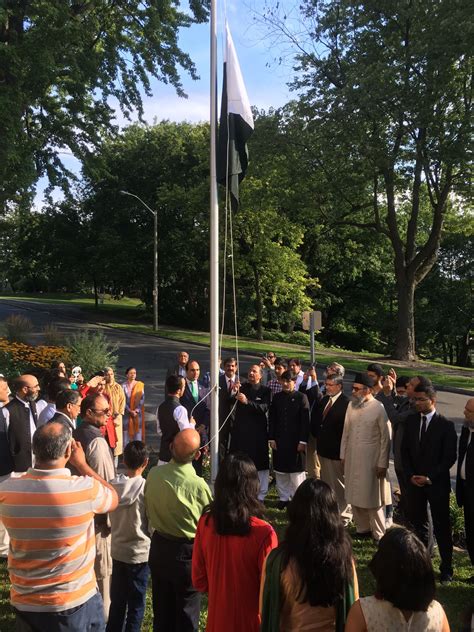 Pakistani flag hoisted at Pakistan High Commission Ottawa to celebrate Independence Day